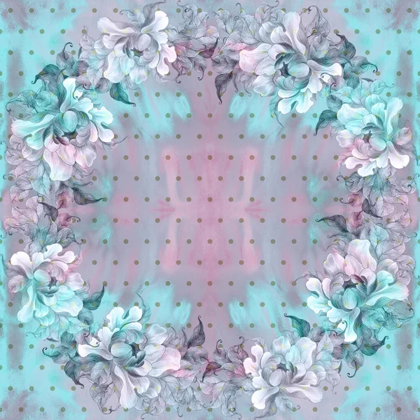 Бесшовные Шаблоны Розовый Пионский Цветок Листьями Коллаж Цветов Листьев Бутонов — стоковое фото