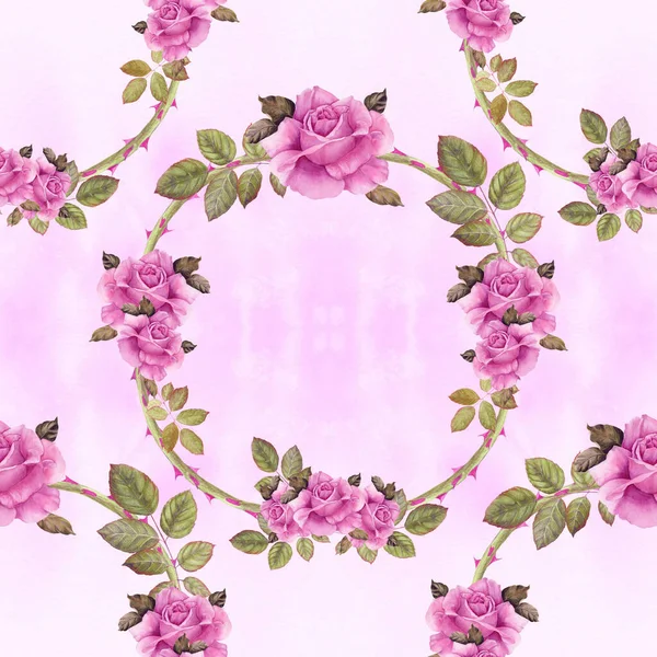 Roses Abstract Wallpaper Floral Motifs Seamless Pattern Wallpaper Use Printed — Stock Photo, Image