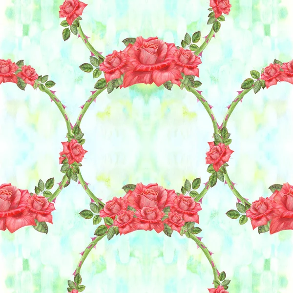 Roses Abstract Wallpaper Floral Motifs Seamless Pattern Wallpaper Use Printed — Stock Photo, Image