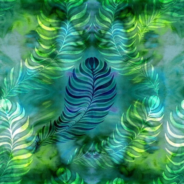 Blätter Auf Einem Zweig Aquarell Zeichnung Dekorative Komposition Mit Pflanzen — Stockfoto