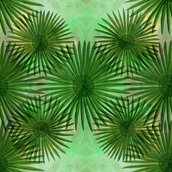 Egzotyczne Liście Akwarelowym Tle Tapeta Abstrakcyjna Motywami Kwiatowymi Płynny Wzór — Zdjęcie stockowe