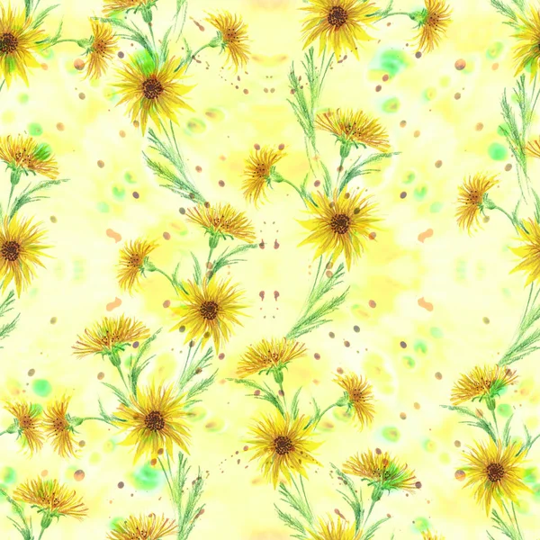 Blumen Und Blätter Aquarell Hintergrund Tapete Mit Floralen Motiven Nahtloses — Stockfoto