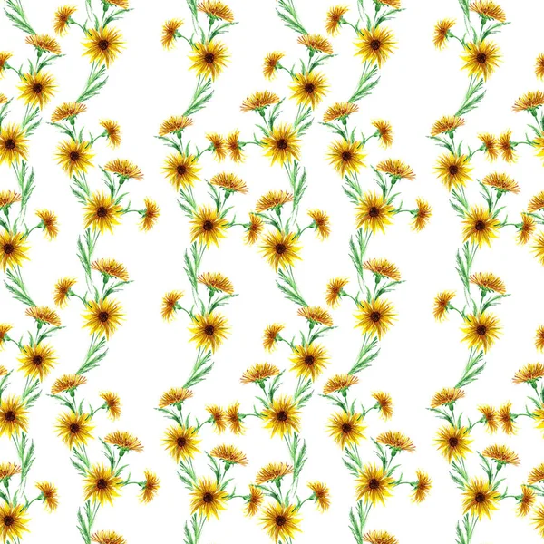 Flowers Leaves Watercolor Background Wallpaper Floral Motifs Seamless Pattern Wallpaper — Stockfoto