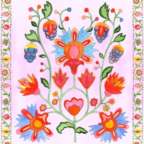 Floral Ukrainian Ethnic Motif Seamless Pattern Decorative Composition Floral Motifs —  Fotos de Stock
