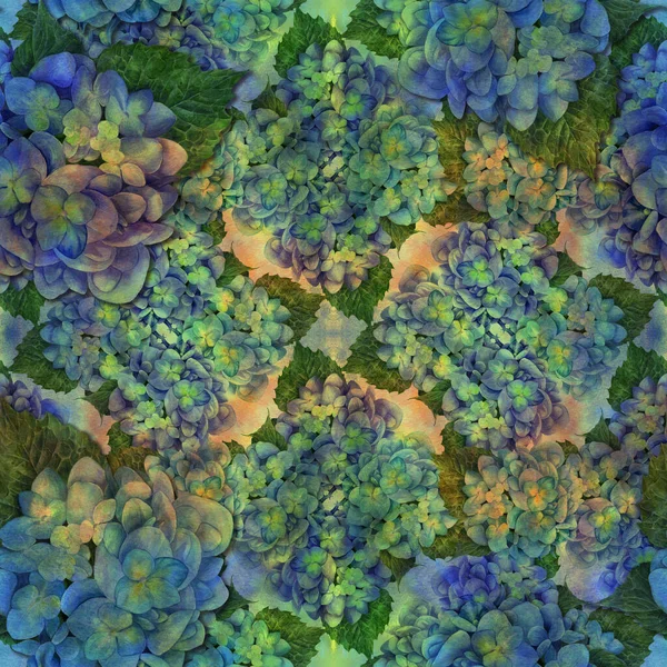 Hydrangea Seamless Wallpaper Floral Motifs Floral Motifs Decorative Composition Flowers —  Fotos de Stock