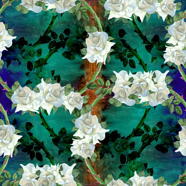 Троянди Безшовний Візерунок Квітковими Мотивами Квіткові Мотиви Декоративна Композиція Квітами — стокове фото