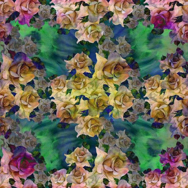 Roses Seamless Pattern Floral Motifs Floral Motifs Decorative Composition Flowers —  Fotos de Stock