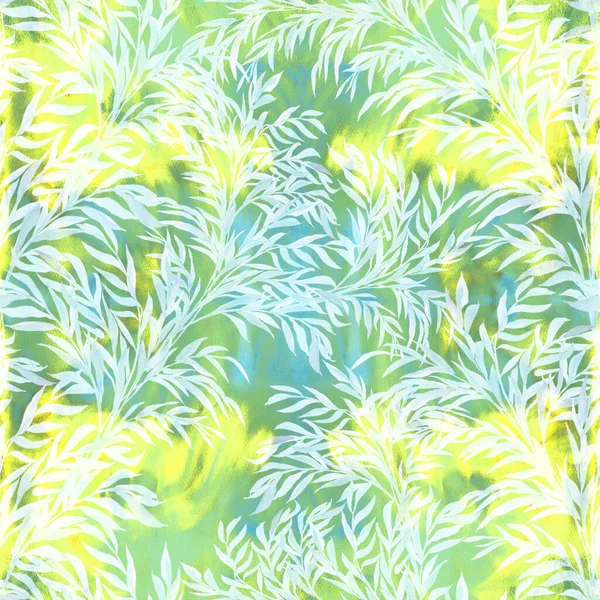 Leaves Branch Watercolor Drawing Decorative Composition Plants Seamless Pattern Eco — Stock Photo, Image