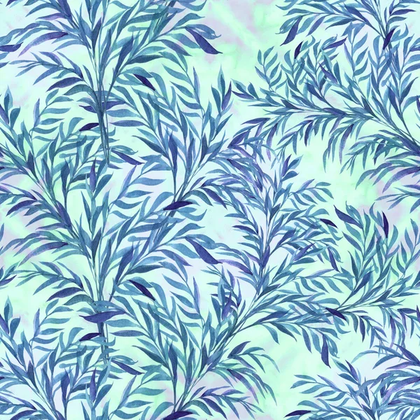 Folhas Ramo Aquarela Desenho Composição Decorativa Com Plantas Padrão Sem — Fotografia de Stock