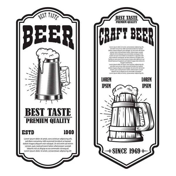 Set Volantini Birra Con Illustrazioni Boccali Birra Elemento Design Poster — Vettoriale Stock
