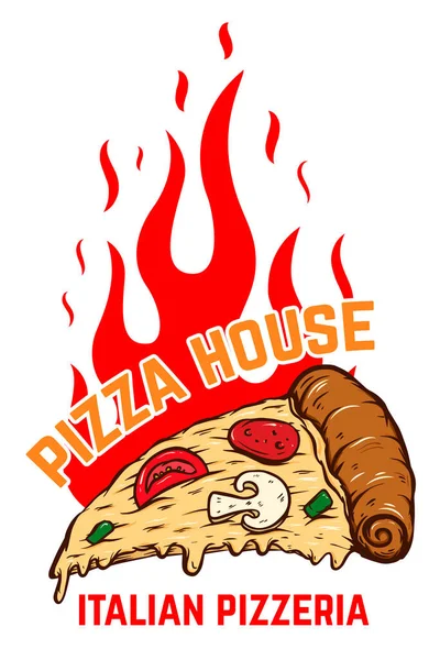 Modèle Affiche Avec Pizza Feu Élément Design Pour Affiche Bannière — Image vectorielle
