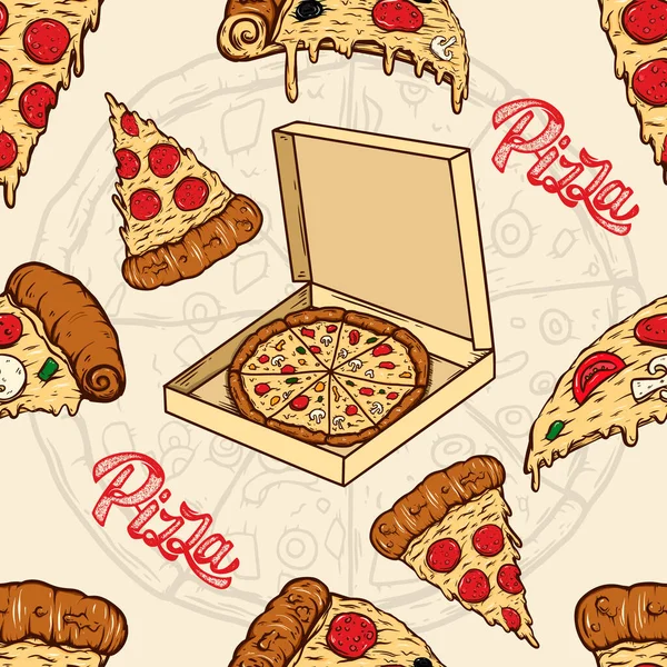 Padrão Sem Emenda Com Pizza Azeitonas Elemento Design Para Cartaz — Vetor de Stock