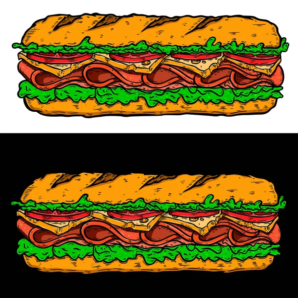 Ilustración Sándwich Submarino Elemento Diseño Para Póster Tarjeta Banner Signo — Vector de stock