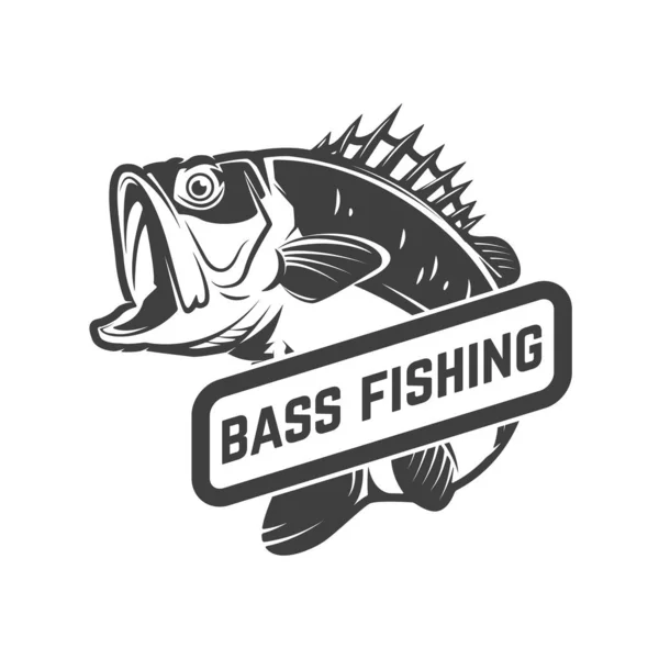 Bass Fishing Club Emblem Template Perch Design Element Logo Label — Stock Vector