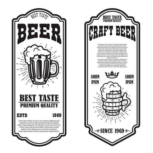 Set Volantini Birra Con Illustrazioni Boccali Birra Elemento Design Poster — Vettoriale Stock