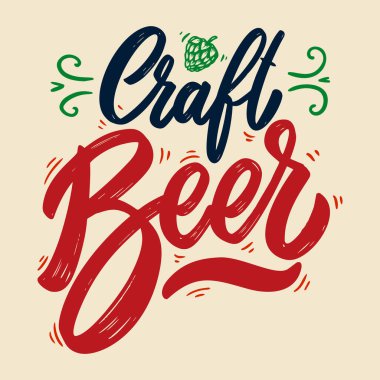 El yapımı bira. Beyaz arkaplanda harf cümlesi izole edildi. Poster, kart, afiş ve el ilanları için tasarım elemanı. Vektör illüstrasyonu
