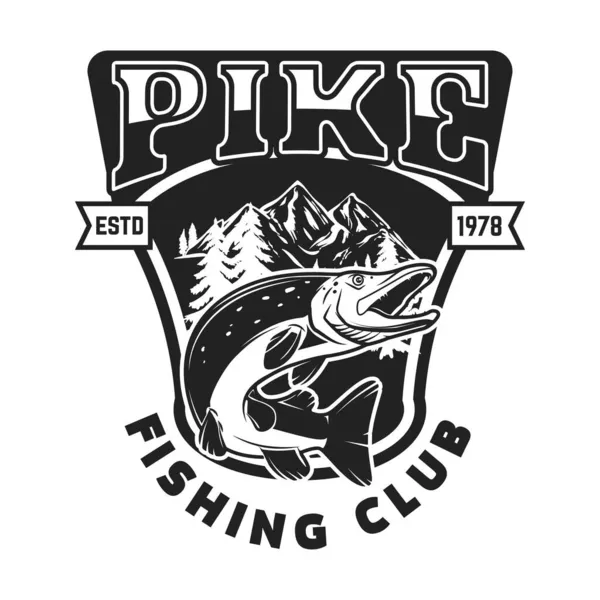 Rybářský Klub Šablona Symbolu Kůlovou Rybou Design Pro Logo Štítek — Stockový vektor
