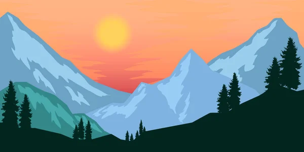 Modèle Affiche Avec Paysage Montagnes Sauvages Illustration Vectorielle — Image vectorielle