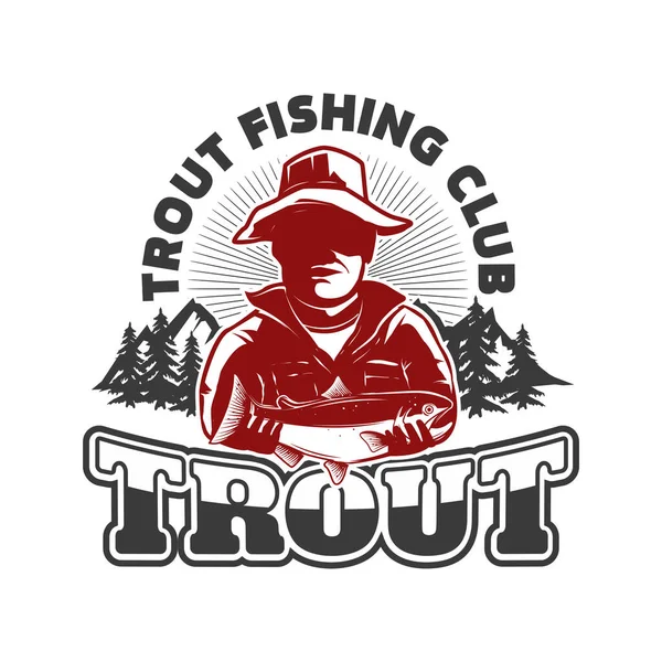 Риболовля Форелі Шаблон Емблеми Рибою Форелі Елемент Дизайну Логотипу Етикетки — стоковий вектор
