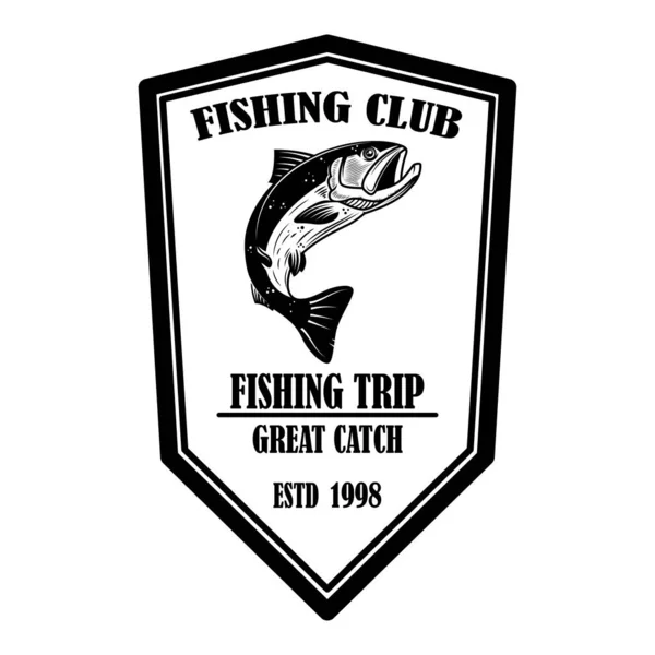 Рибальський Клуб Шаблон Емблеми Рибою Лосося Елемент Дизайну Логотипу Етикетки — стоковий вектор