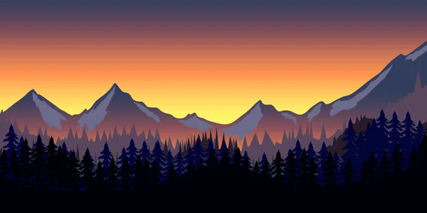 Plantilla Póster Con Paisaje Montañas Salvajes Ilustración Vectorial — Vector de stock