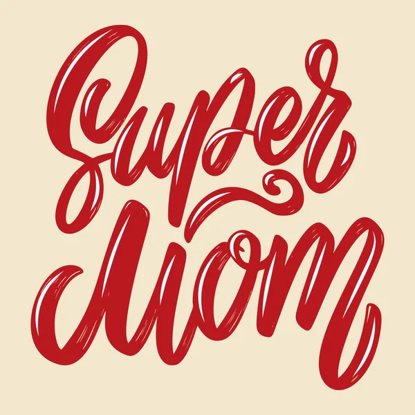 Super Mom Lettering Phrase Isolated White Background Design Element Poster — Image vectorielle