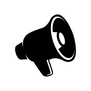 Megafon simgesi. Logo, etiket, işaret, rozet için tasarım elemanı. Vektör illüstrasyonu