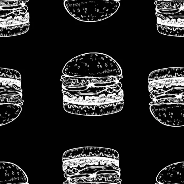 Patrón Sin Costuras Con Hamburguesas Elemento Diseño Para Póster Tarjeta — Vector de stock