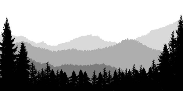 Poster template with wild mountains landscape. Design element for banner, flyer, card. Vector illustration