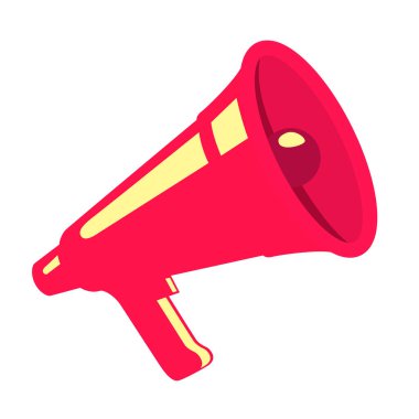 Megafon simgesi. Logo, etiket, işaret, rozet için tasarım elemanı. Vektör illüstrasyonu