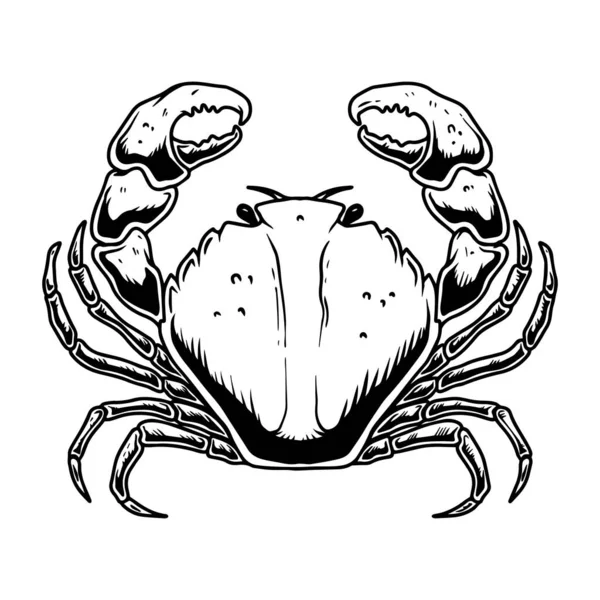 Ilustrasi Kepiting Dalam Gaya Ukiran Terisolasi Pada Latar Belakang Putih - Stok Vektor