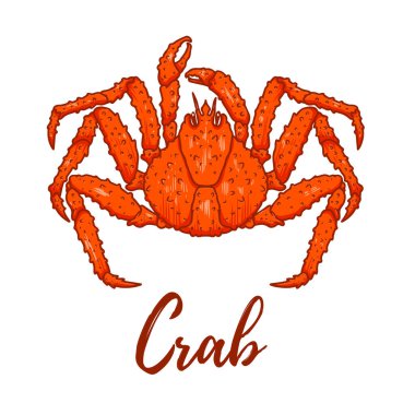 Illustration of japanese spider crab. Design element for logo, label, sign, emblem, poster. Vector illustration clipart