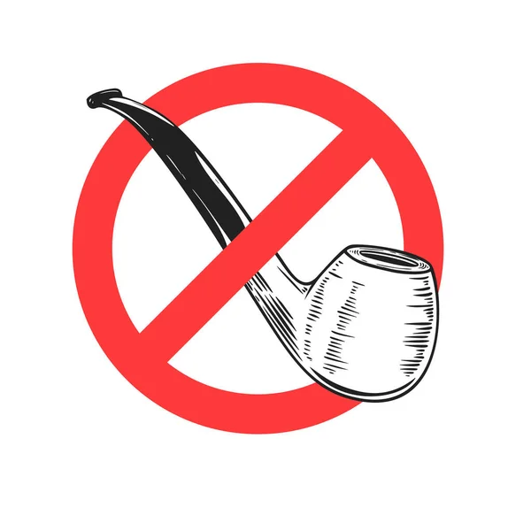 Nicht Rauchen Stoppschild Mit Pfeife Gestaltungselement Für Plakat Karte Banner — Stockvektor