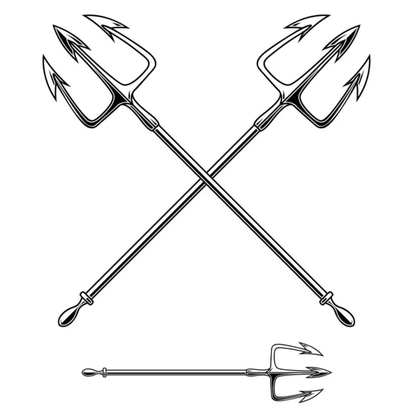 Illustration Poseidon Tridents Isolerad Vit Bakgrund Design Element För Affisch — Stock vektor