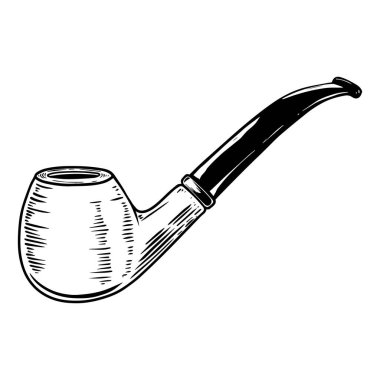 Sigara piposu tasviri. Logo, etiket, işaret, amblem, poster tasarımı. Vektör illüstrasyonu