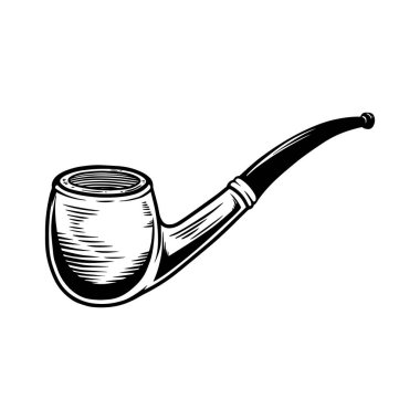Sigara piposu tasviri. Logo, etiket, işaret, amblem, poster tasarımı. Vektör illüstrasyonu
