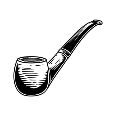 Sigara piposu tasviri. Logo, etiket, işaret, amblem, poster tasarımı. Vektör illüstrasyonu