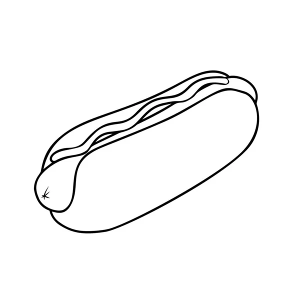 Illustration Hot Dog Style Ligne Élément Design Pour Logo Étiquette — Image vectorielle
