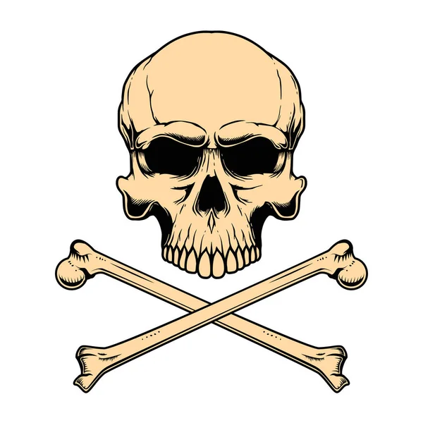 Lidská Lebka Zkříženými Kostmi Designový Prvek Pro Plakát Kartu Banner — Stockový vektor