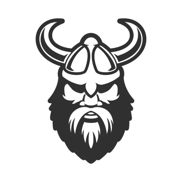 Vikinghoofd Gehoornde Helm Design Element Voor Poster Kaart Banner Teken — Stockvector