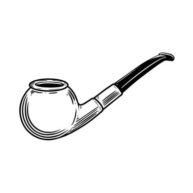 Sigara piposu tasviri. Logo, etiket, işaret, amblem, poster tasarımı. Vektör illüstrasyonu
