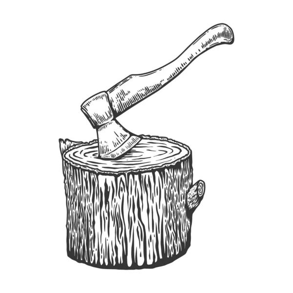 Illustration Lumberjack Wooden Deck Engraving Style Design Element Emblem Sign — стоковый вектор