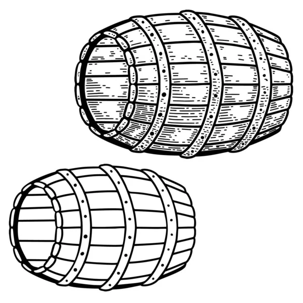 Illustrations Barrel Keg Engraving Style Design Element Emblem Sign Poster — Vector de stock