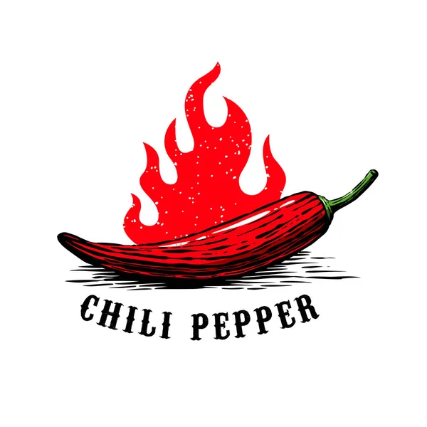 Illustration Chili Pepper Engraving Style Design Element Logo Label Sign — Image vectorielle