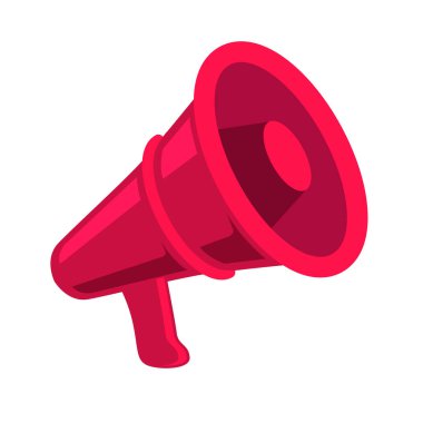 Düz stilde megafon simgesi. Poster, kart, pankart, amblem ve tişört için tasarım öğesi. Vektör illüstrasyonu