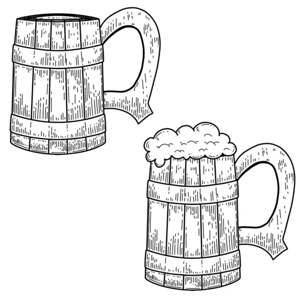 Vintage Illustration Mug Beer Engraving Style Design Element Logo Label — Archivo Imágenes Vectoriales