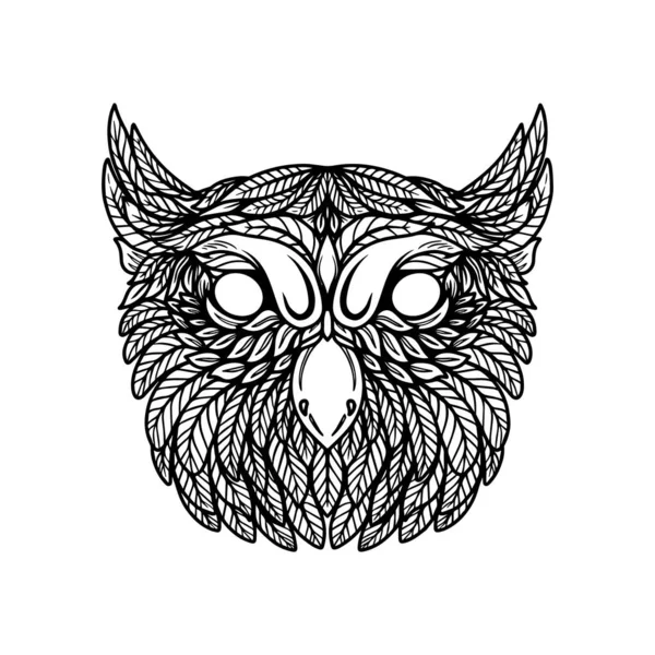 Illustration Owl Head Floral Style Design Element Poster Card Banner — Wektor stockowy