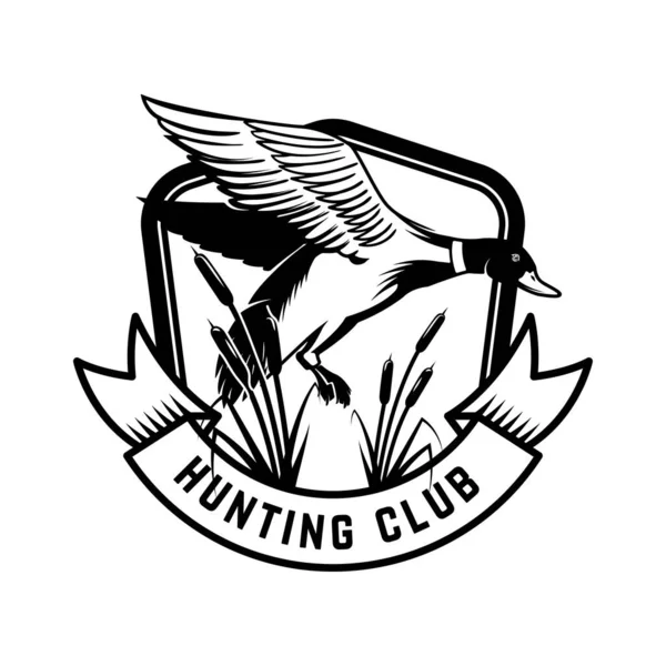 Hunting Club Emblem Template Wild Duck Design Element Poster Card — стоковый вектор