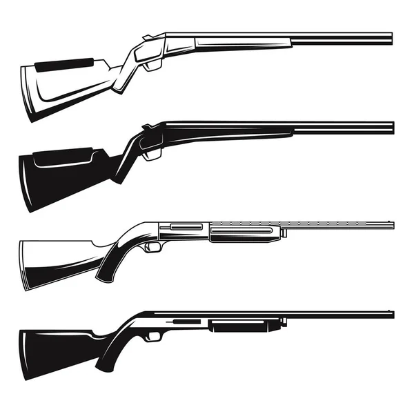 Set Illustrations Hunting Guns Rifles Design Element Logo Label Emblem — Vettoriale Stock