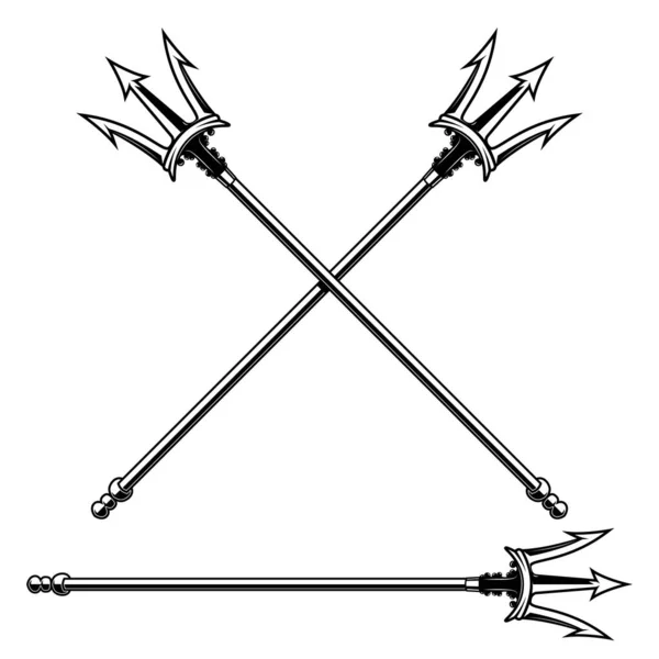 波塞冬三叉戟在白色背景上被隔离的图解 标志的设计元素 矢量说明 — 图库矢量图片